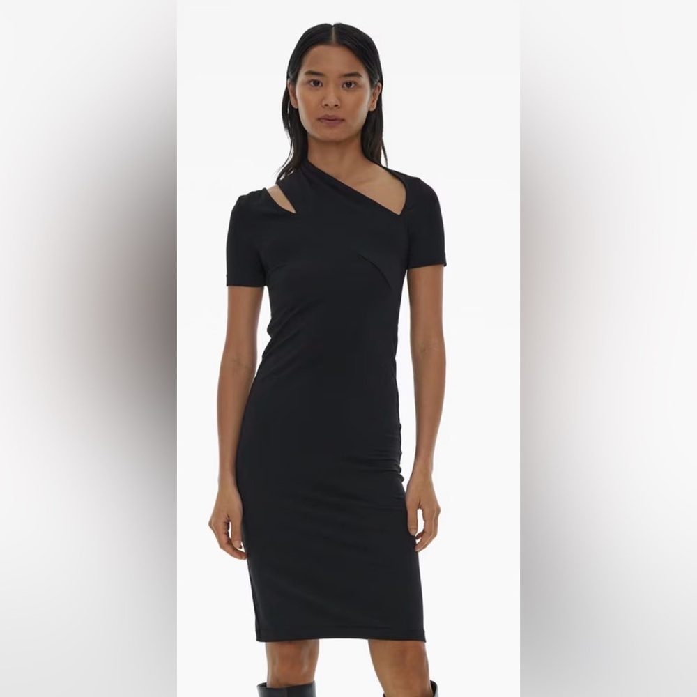 Black Helmet Lang asymmetrical dress.